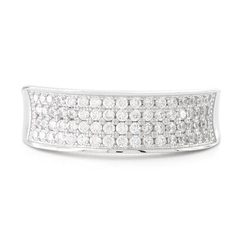 Sterling Silver Four Layer Pave CZ Ring