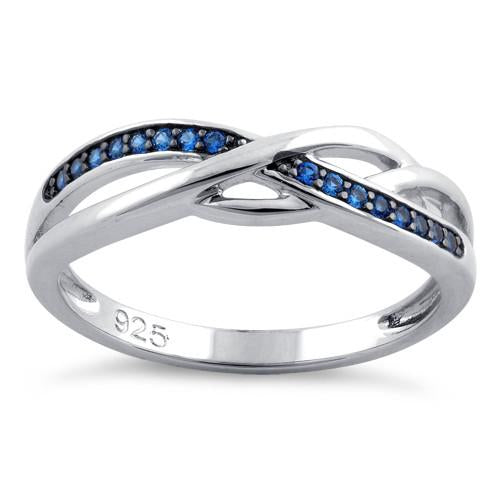 Sterling Silver Free Form Blue CZ Ring