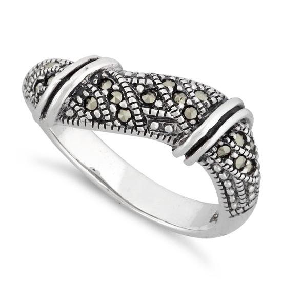 Sterling Silver Free-form Marcasite Ring