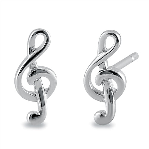 Sterling Silver Treble Clef Music Note Earrings