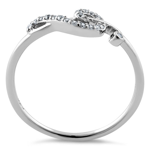 Sterling Silver Treble Clef Musical Note CZ Ring