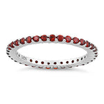 Sterling Silver Garnet Eternity CZ Ring