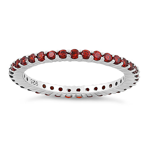 Sterling Silver Garnet Eternity CZ Ring