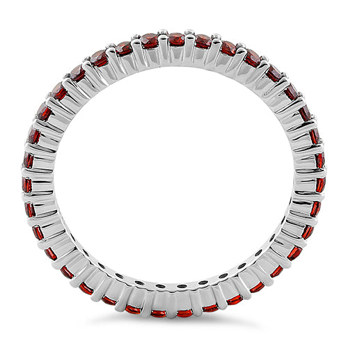 Sterling Silver Garnet Eternity CZ Ring