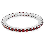 Sterling Silver Garnet Eternity CZ Ring