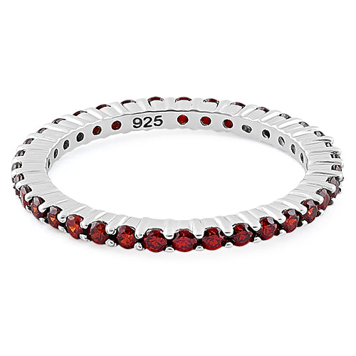 Sterling Silver Garnet Eternity CZ Ring