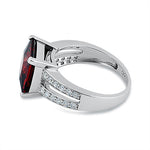Sterling Silver Garnet Square CZ Ring