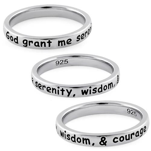 Sterling Silver "God grant me serenity, wisdom, & courage" Ring