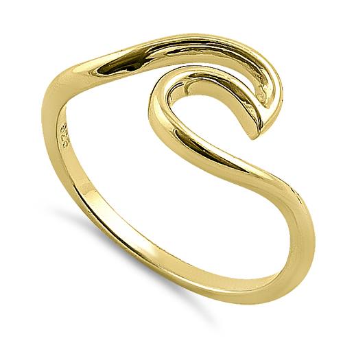 Sterling Silver Gold Plated Ocean Wave Ring