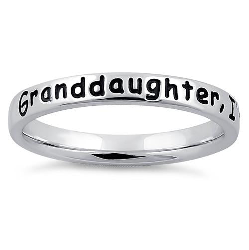 Sterling Silver "Granddaughter, I'm so glad you're mine" Ring