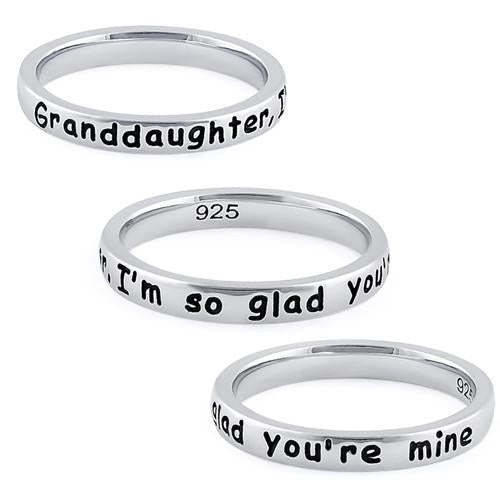 Sterling Silver "Granddaughter, I'm so glad you're mine" Ring