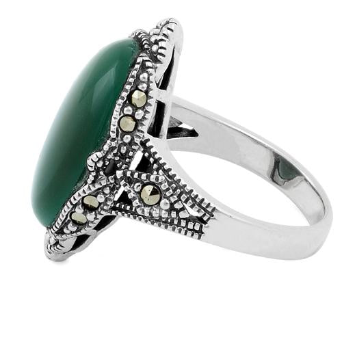Bold 925 Sterling Silver Oval Green CZ Celtic Men's Ring - 14mm Wide Band With Celtic Knot Design - View #6