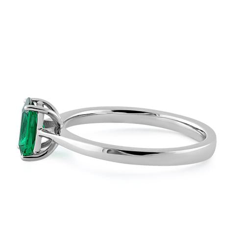 Sterling Silver Emerald Radiant Cut CZ Ring