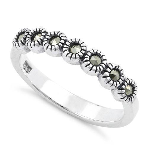 Sterling Silver Half Eternity Round Marcasite Ring