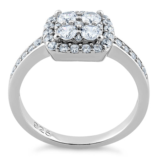 Sterling Silver Halo CZ Ring