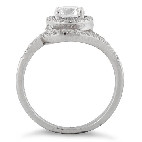 Sterling Silver Halo Round Pave CZ Set Ring