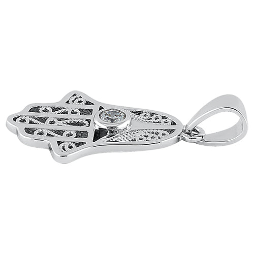 Sterling Silver Hamsa CZ Pendant