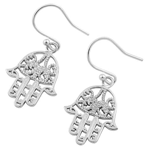 Sterling Silver Hamsa Hook Earrings