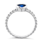 Sterling Silver Heart Blue Spinel CZ Ring