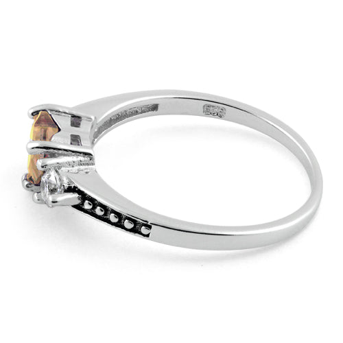 Sterling Silver Heart Champagne CZ Ring
