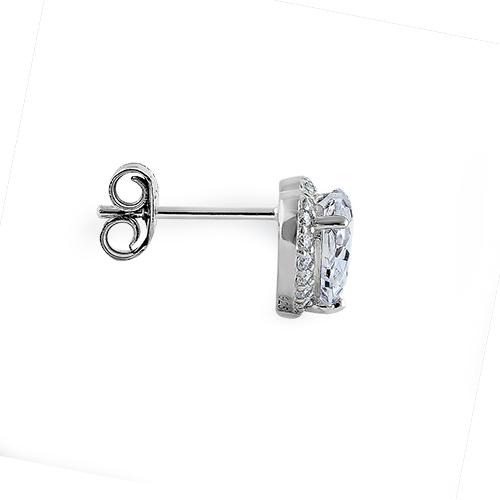 Sterling Silver Heart Clear CZ Earrings