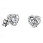 Sterling Silver Heart Clear CZ Earrings