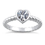 Sterling Silver Heart Clear CZ Ring