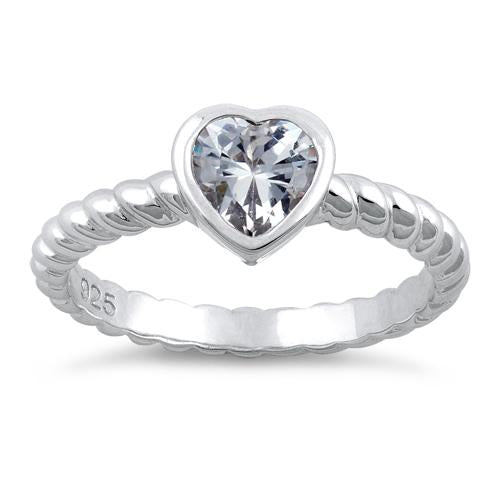 Sterling Silver Heart Clear CZ Ring