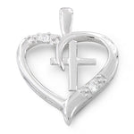 Sterling Silver Heart Cross CZ Pendant