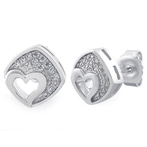 Sterling Silver Heart CZ Earrings