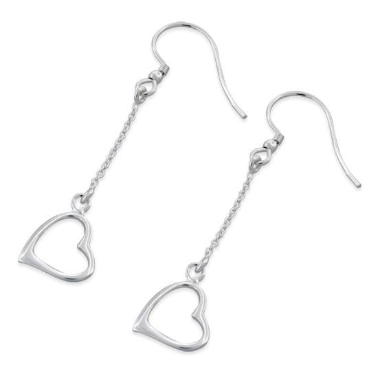 Sterling Silver Heart Dangle Earrings