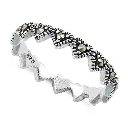 Women's Sterling Silver Heart Promise Ring With Cubic Zirconia - Eternity Band