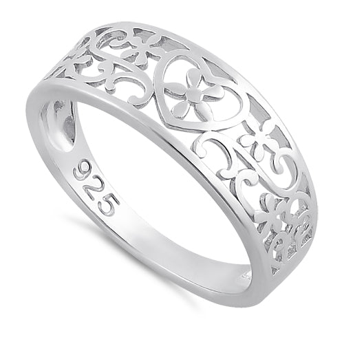 Sterling Silver Heart Filigree Ring