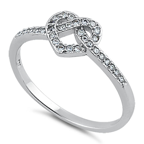 Sterling Silver Heart Knot CZ Ring