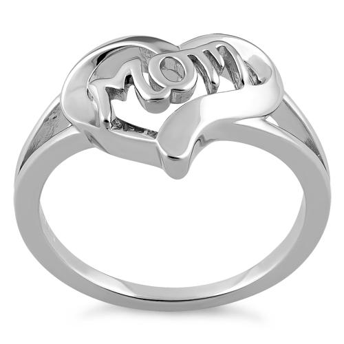Sterling Silver Heart Mom Ring