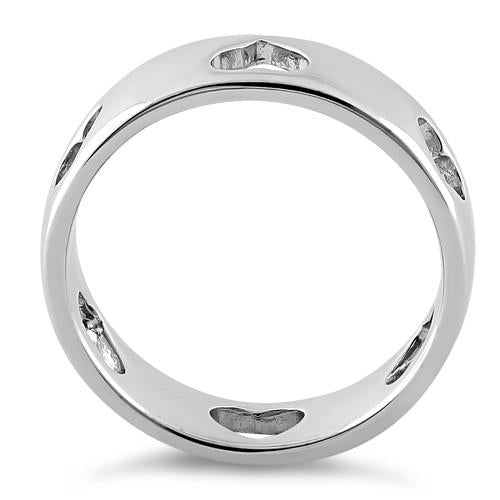 Sterling Silver Heart Pattern Eternity Ring