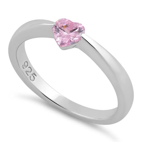 Sterling Silver Heart Pink CZ Ring