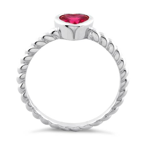 Sterling Silver Heart Ruby CZ Ring