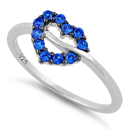 Sterling Silver Heart Shape Blue Spinel CZ Ring