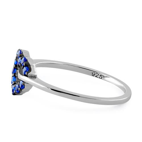 Sterling Silver Heart Shape Blue Spinel CZ Ring