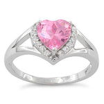 Sterling Silver Heart Pink CZ Ring