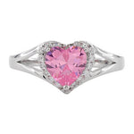 Sterling Silver Heart Pink CZ Ring