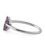 Sterling Silver Heart Shape Ruby CZ Ring