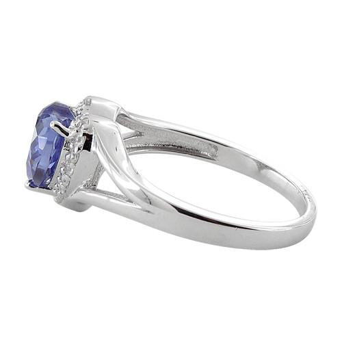 Sterling Silver Heart Shape Tanzanite CZ Ring