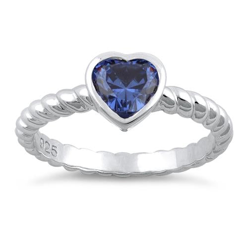 Sterling Silver Heart Tanzanite CZ Ring