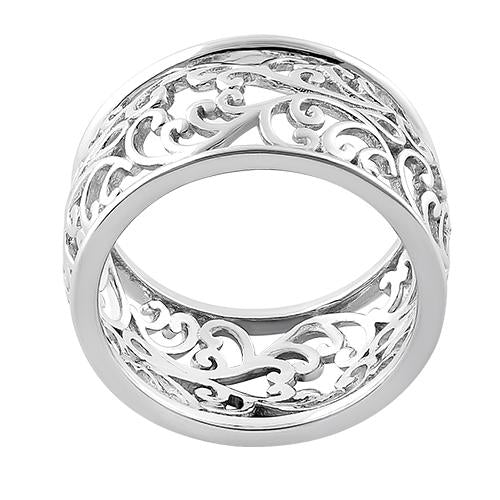 Sterling Silver Heart Vines Eternity Ring