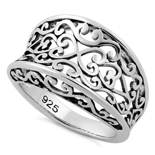 Sterling Silver Heart Vines Ring