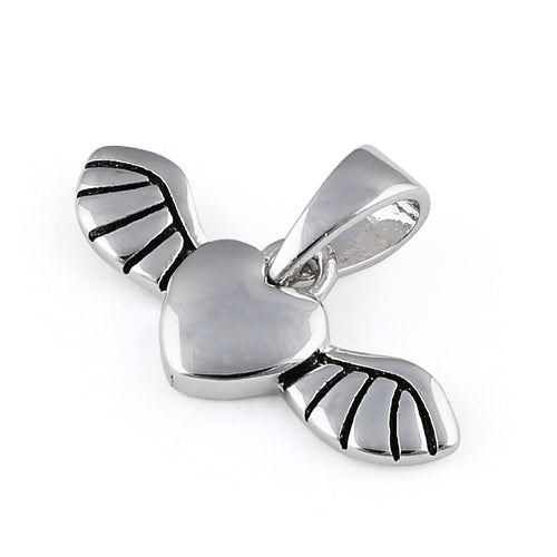 Sterling Silver Heart Winged Pendant