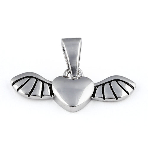 Sterling Silver Heart Winged Pendant