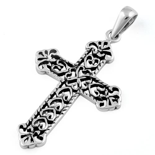 Sterling Silver Hearted Cross Pendant